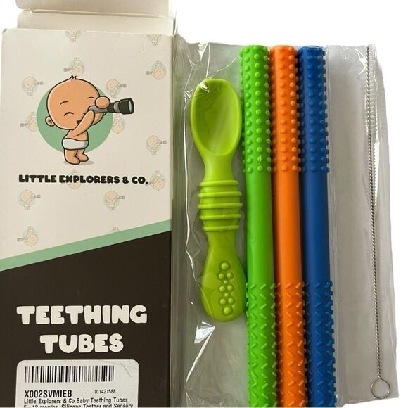 Sensory Teether Tube and Feeding Spoon - 4 Pack - Picture 3 of 16